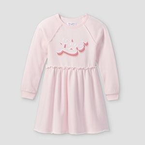 Grayson Threads Girls' Long Sleeve Pink Heart Fleece Dress Valentine’s Day NWT